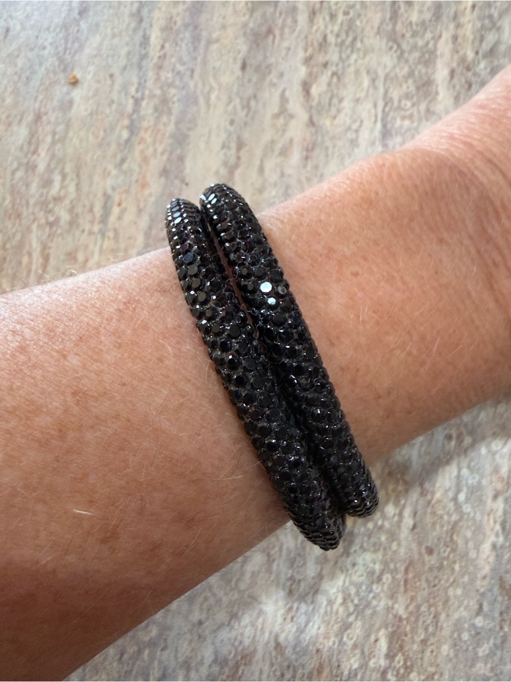Black Crystal Pave Wrap Bracelet